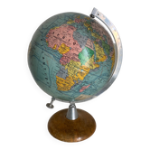 Vintage globe 1950 terrestrial wood Girard Barrère Forest - 36 cm