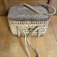 Old Basket Natural Woven Fibre + Wooden Lid Double Handle Wine