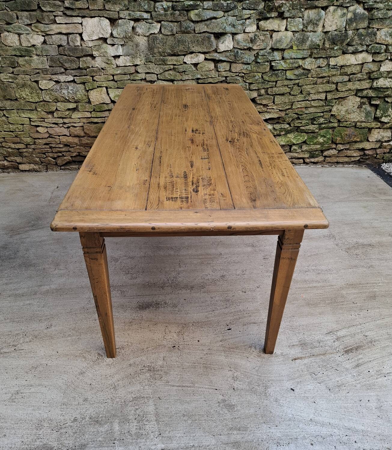 Table de ferme chêne 320 cm avec allonges 