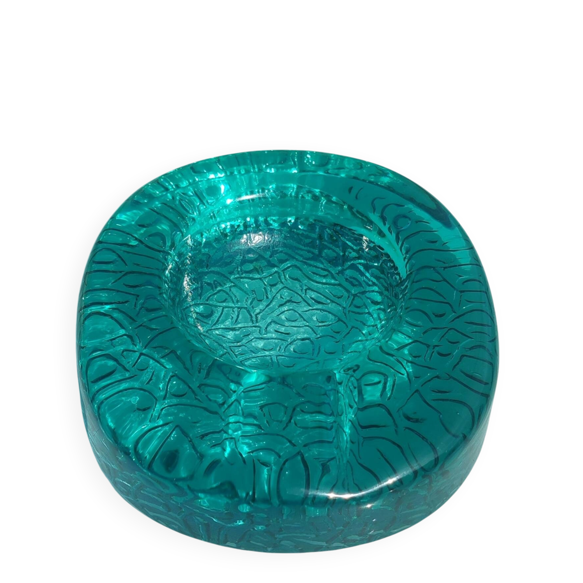Kosta Boda art ashtray solid glass emerald circa 1970