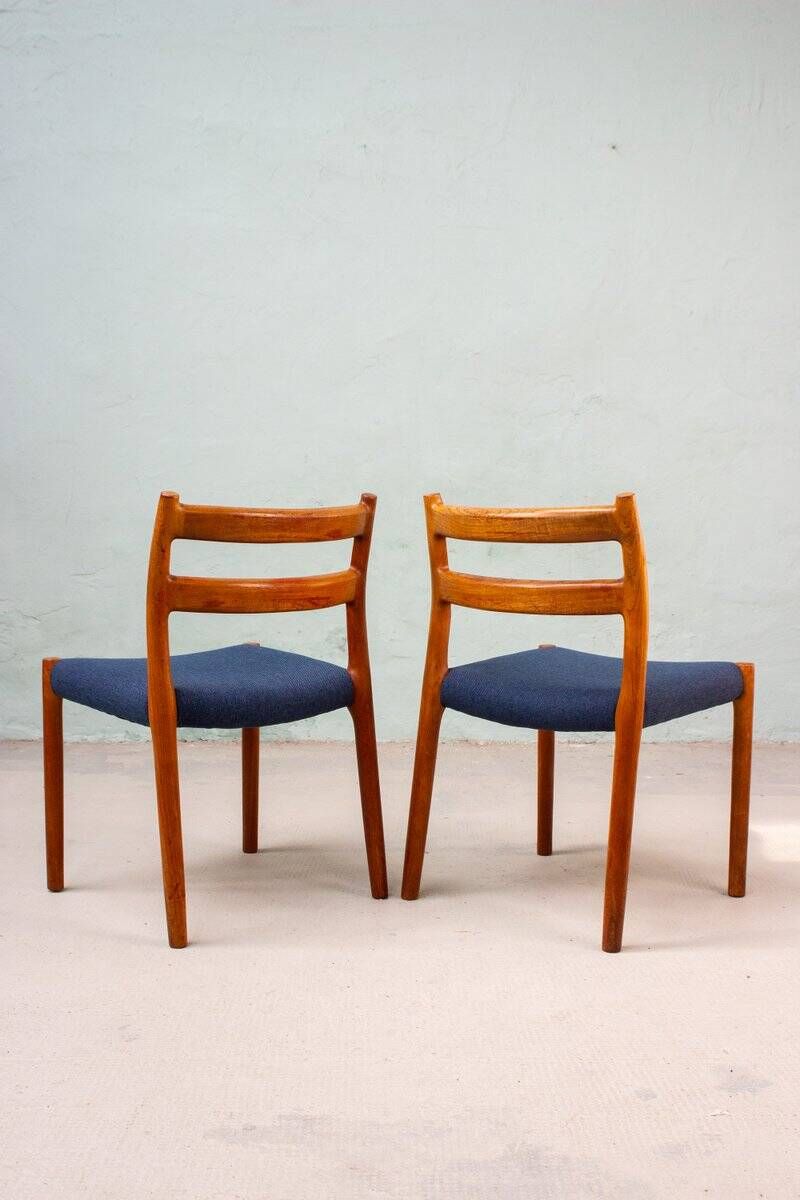 Set of 2 Model No. 84 Teak Chairs by Niels Otto Møller, Denmark, 1960s