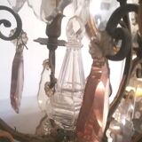 Lustre en bronze et pampilles bicolore