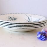 Hollow plates x5, Gien, Glaieul pattern, iron earth