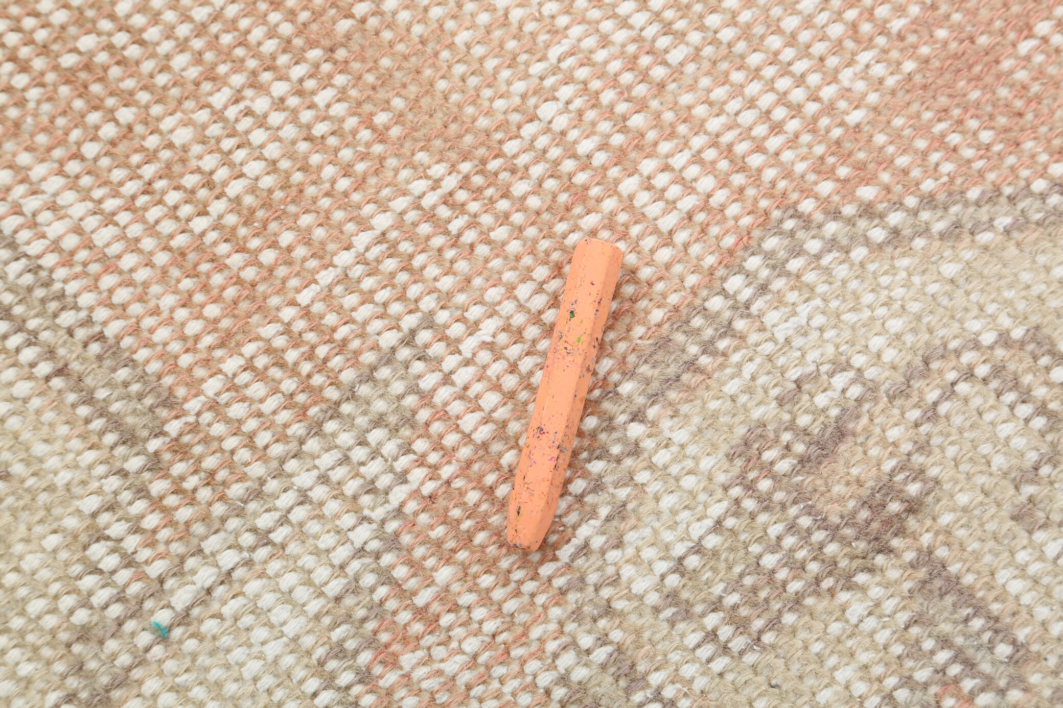 Soft Pastel Orange Wool Vintage Rug