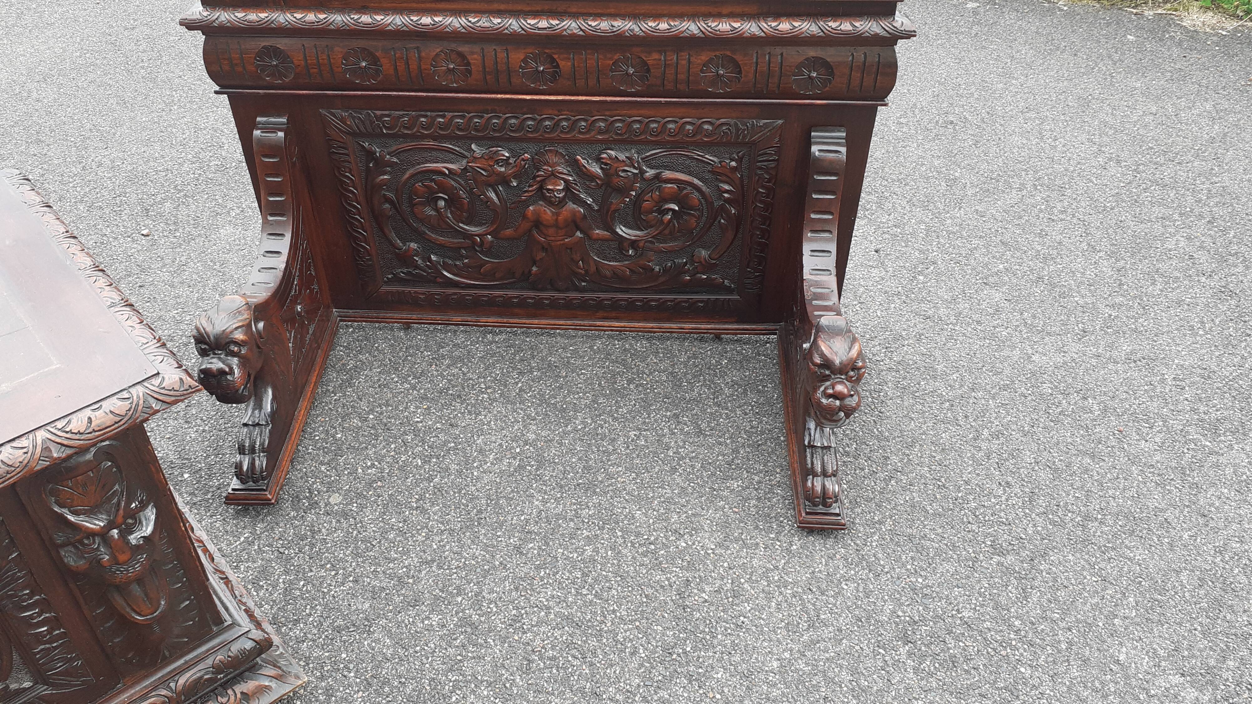 Henri II style walnut chest bench