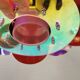 Danish Space Age hanging lamp made of plexiglass "leaves" with mirror reflex