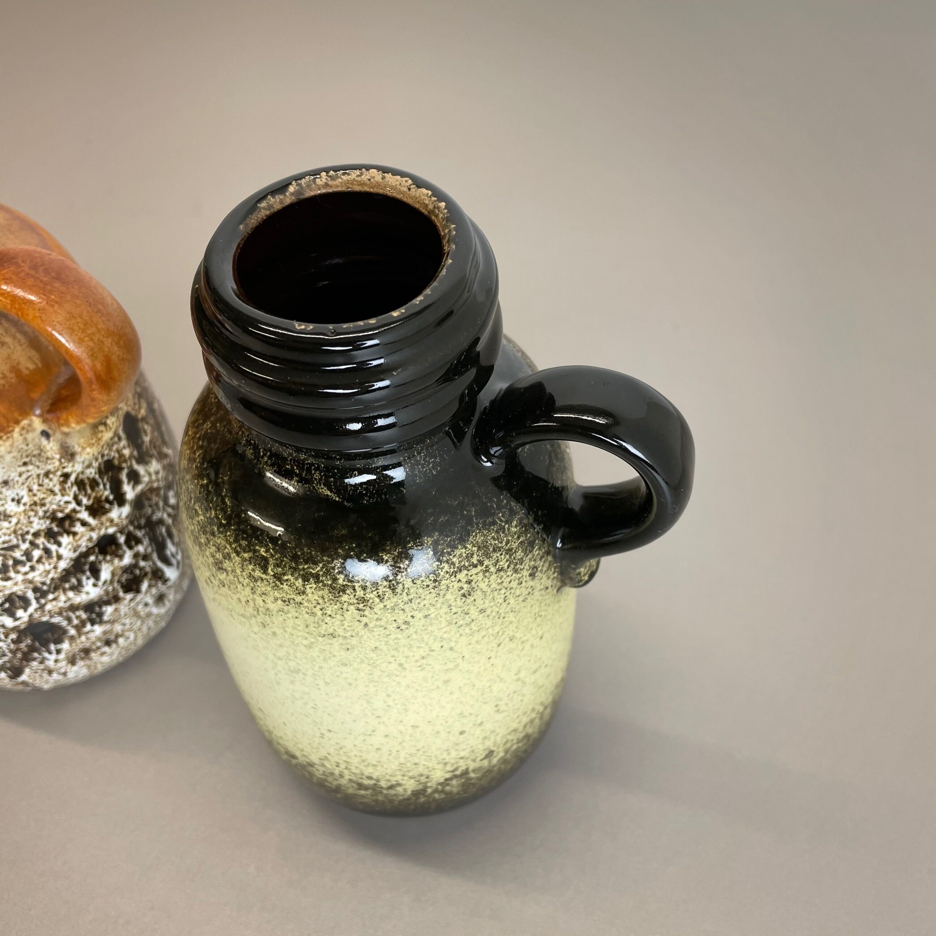 Set of Three 1970s Pottery Fat Lava "413-20" Vases Made by Scheurich, Germany