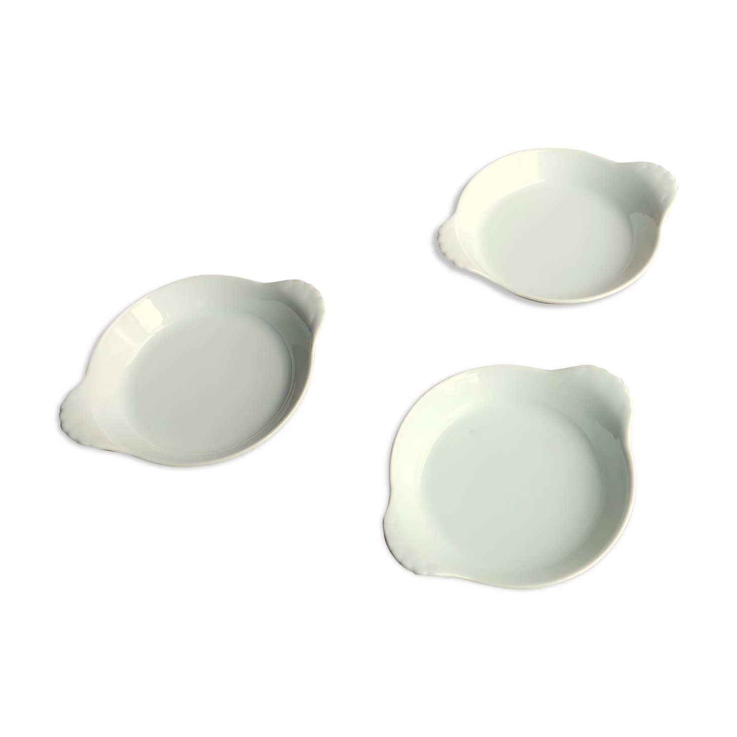 3 Small Round Dishes in White Porcelain Pillivuyt