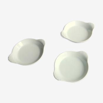 3 Small Round Dishes in White Porcelain Pillivuyt