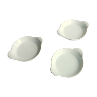 3 Small Round Dishes in White Porcelain Pillivuyt