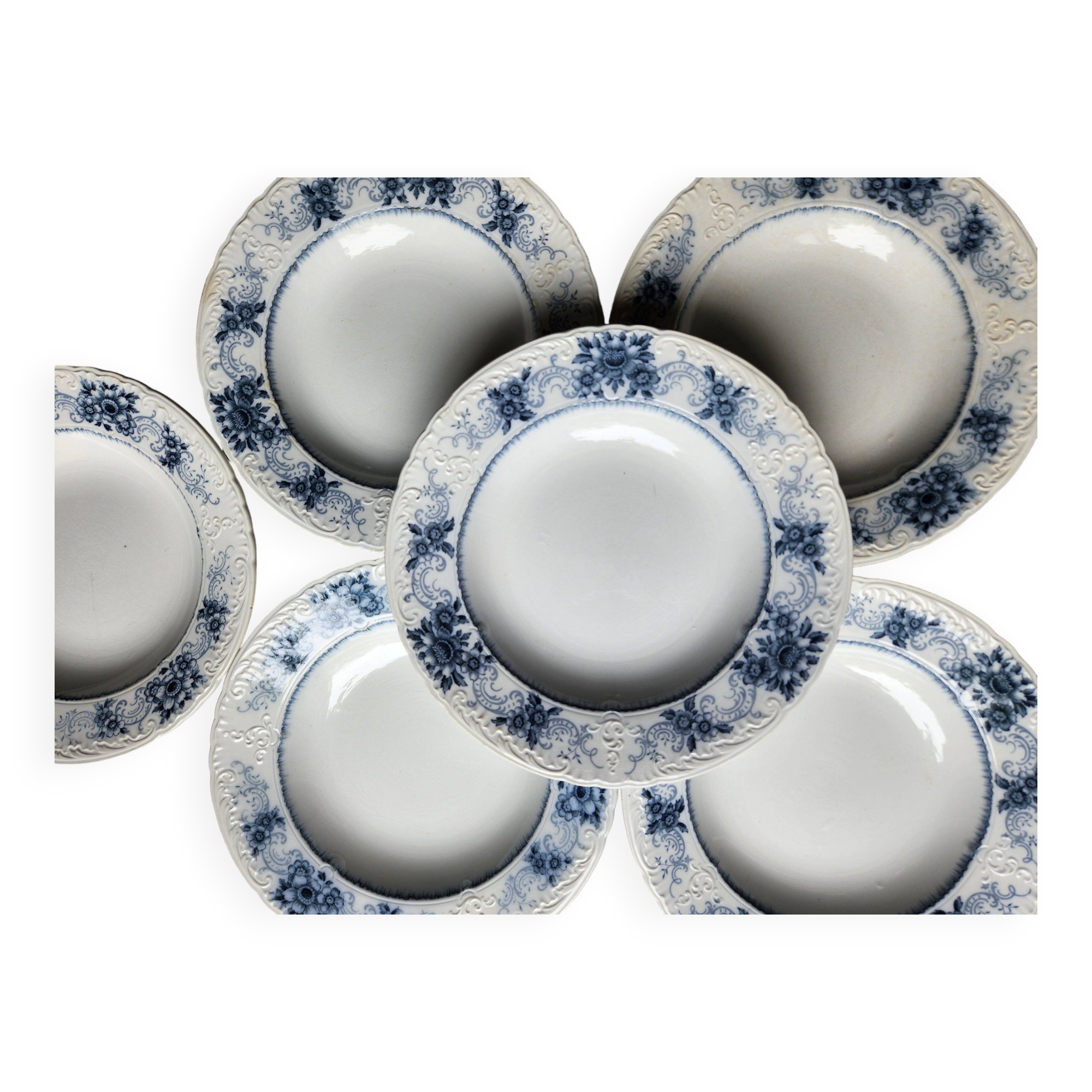 Deep plates x 6 from the French manufacturer Sarreguemines, Aïda collection. Old and rare