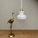 Vintage lampshade pendant light in white opaline