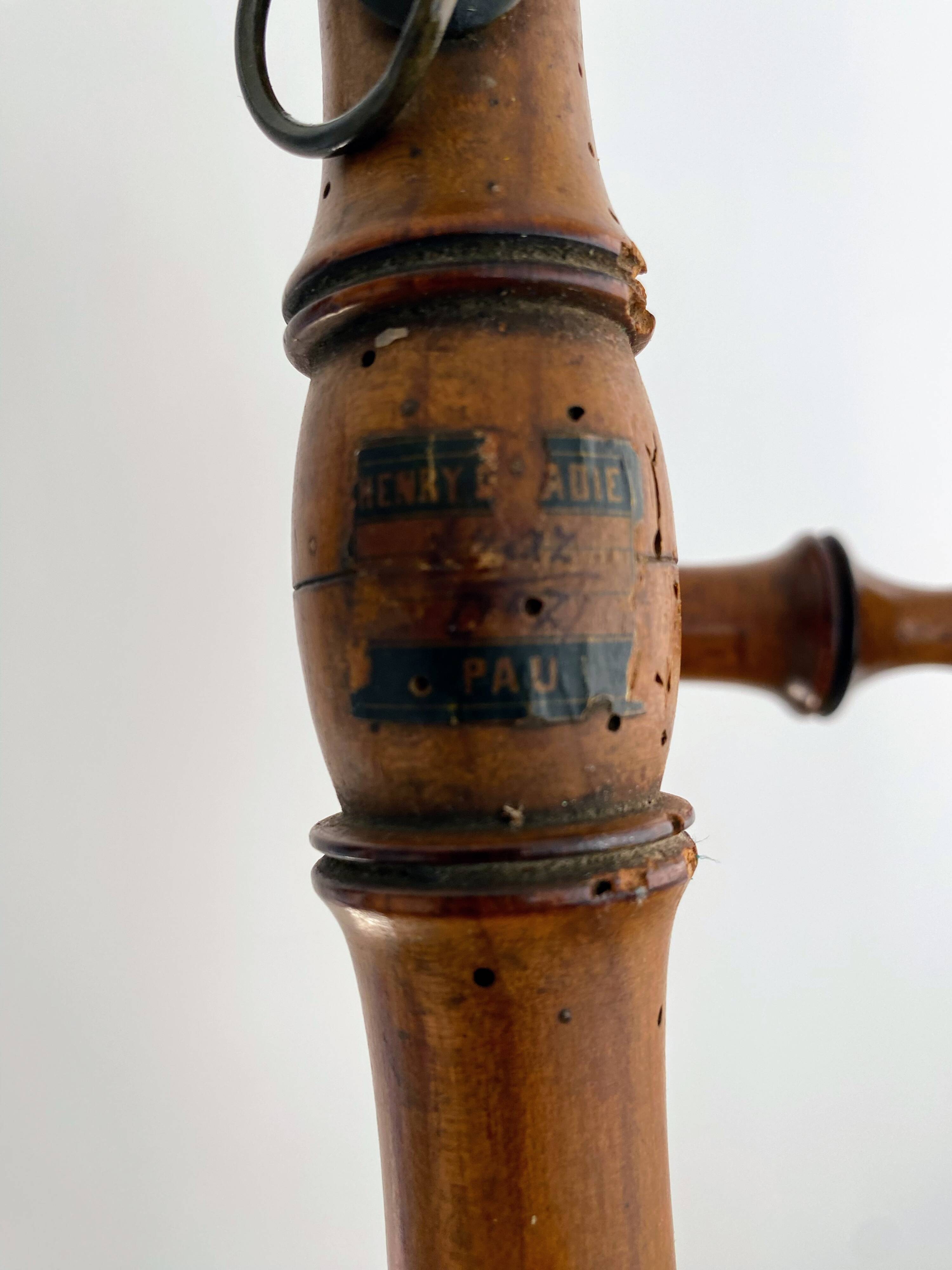 Vintage wooden wall coat rack with 4 swivel hooks from 1920