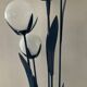 Vintage floor lamp 5 lamps in opaline and blue metal