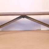 Old Burmese teak bench and wrought iron base