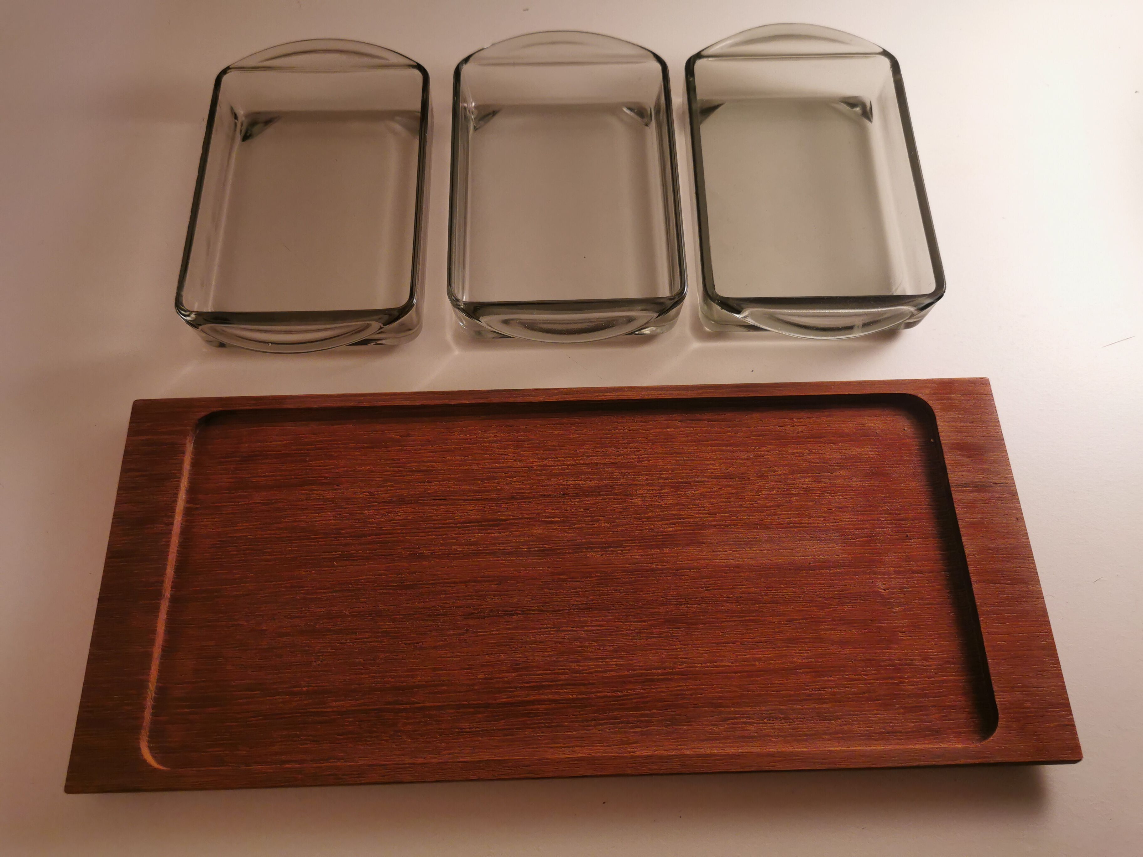 Vintage teak aperitif and 70s smoked glass