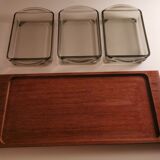 Vintage teak aperitif and 70s smoked glass