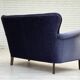 1960s, Danish 2-seater sofa, original blue furniture velour, beech wood.