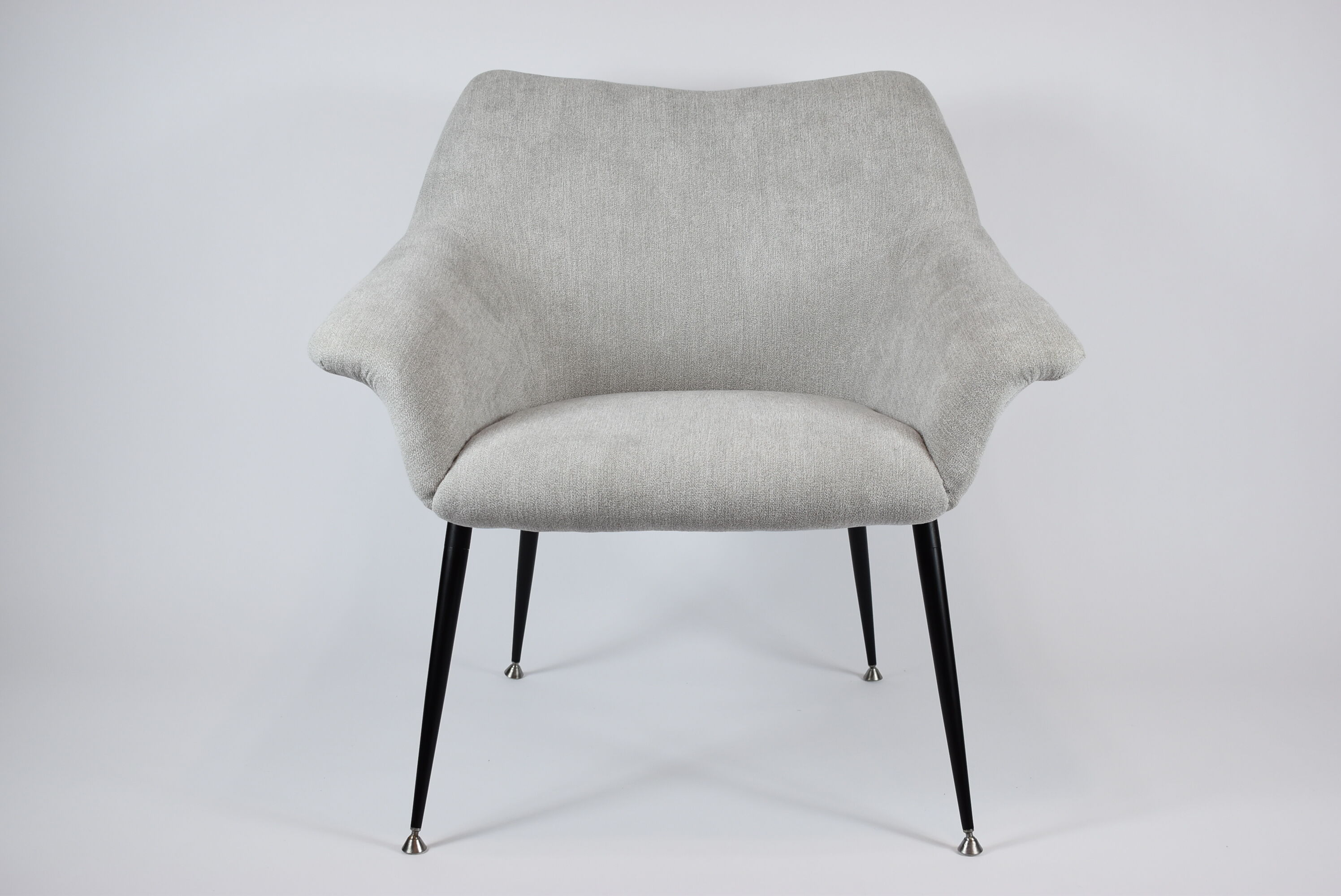 Vintage armchair "Shell", upholstered, Germany, 60s, grey fabric