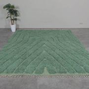 Traditional handwoven Berber rug in green, size 1.5/3.5 m.