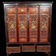 China 19th century: Red lacquer cabinet with gilding from the Qing Dynasty.