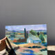 Mediterranean Provencal landscape / expressionist painting / oil painting on wood panel