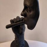 Modern sculpture statue the man with the cigar after Dali