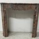 Louis XV style fireplace, "Pompadour" model, grey-pink marble, 20th century