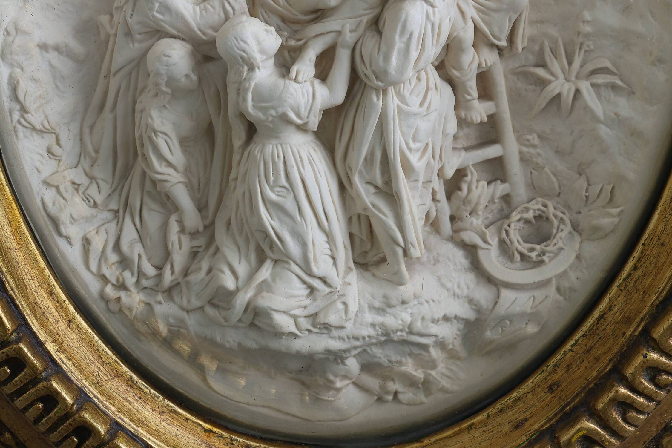 « La Descente de la Croix » Bas-relief en terre cuite par E. Cassier, Belgique