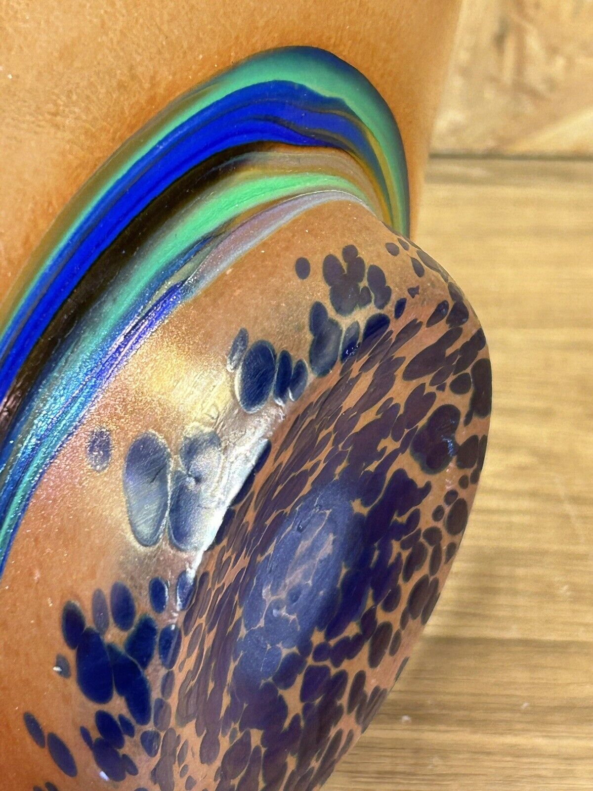Cup, iridescent glassware, signature