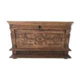 Antique Carved wooden chest with plant motif Renaissance period