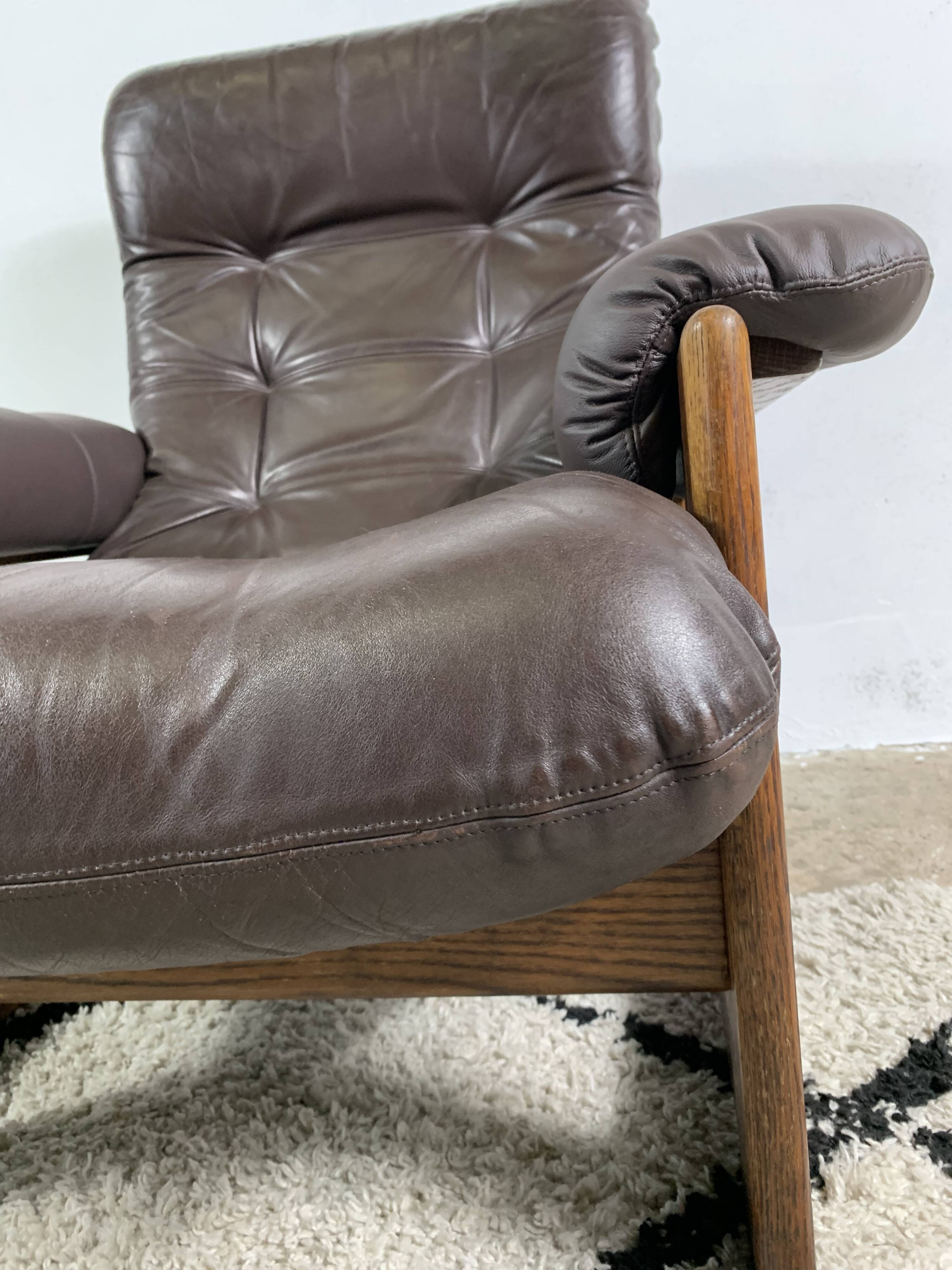 Wenge & Leather Lounge Armchair By Coja, 1981
