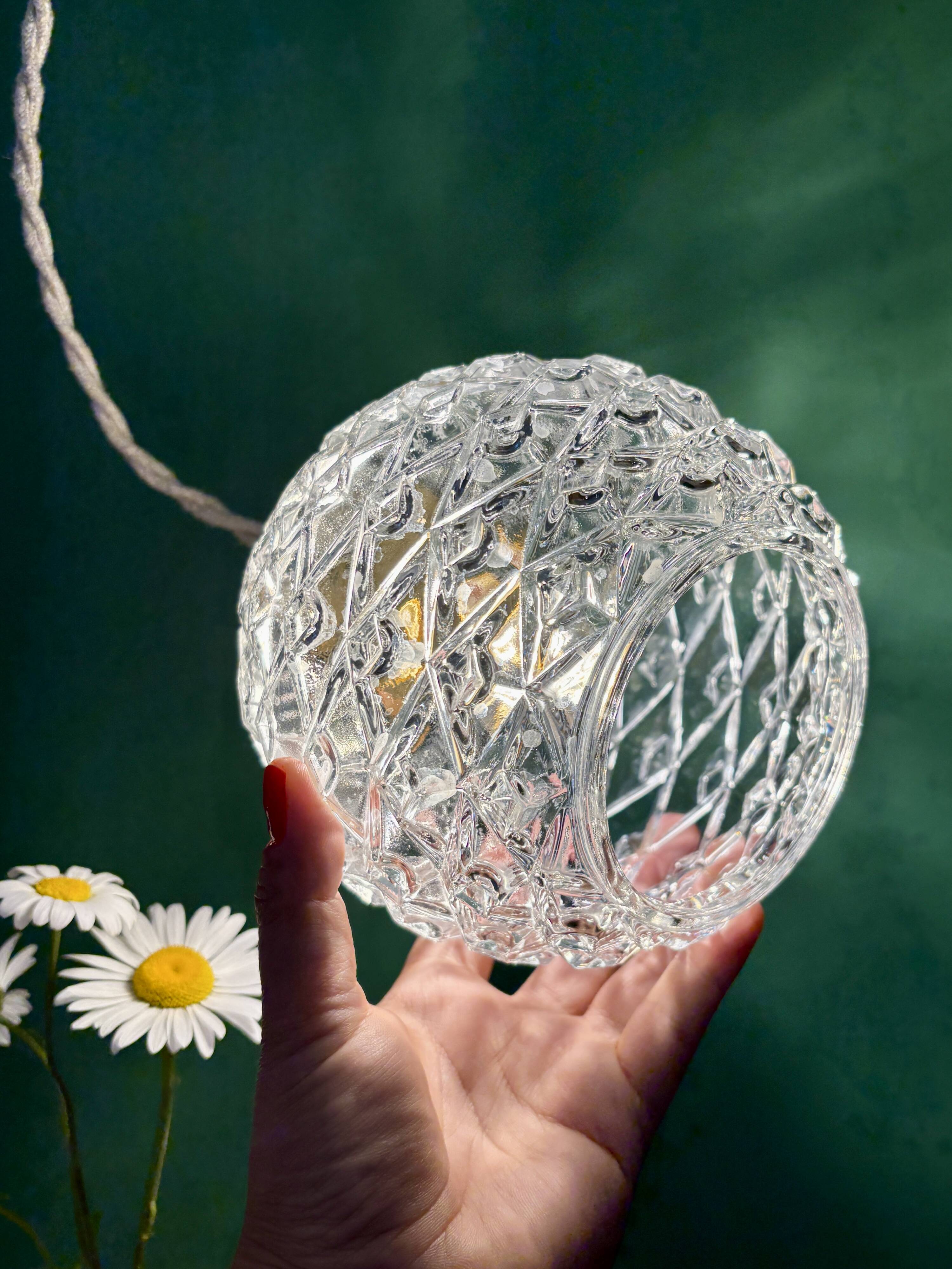 Vintage moulded glass suspension globe