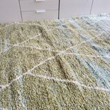 Tapis berbère Béni Ouarain vert à losanges blancs