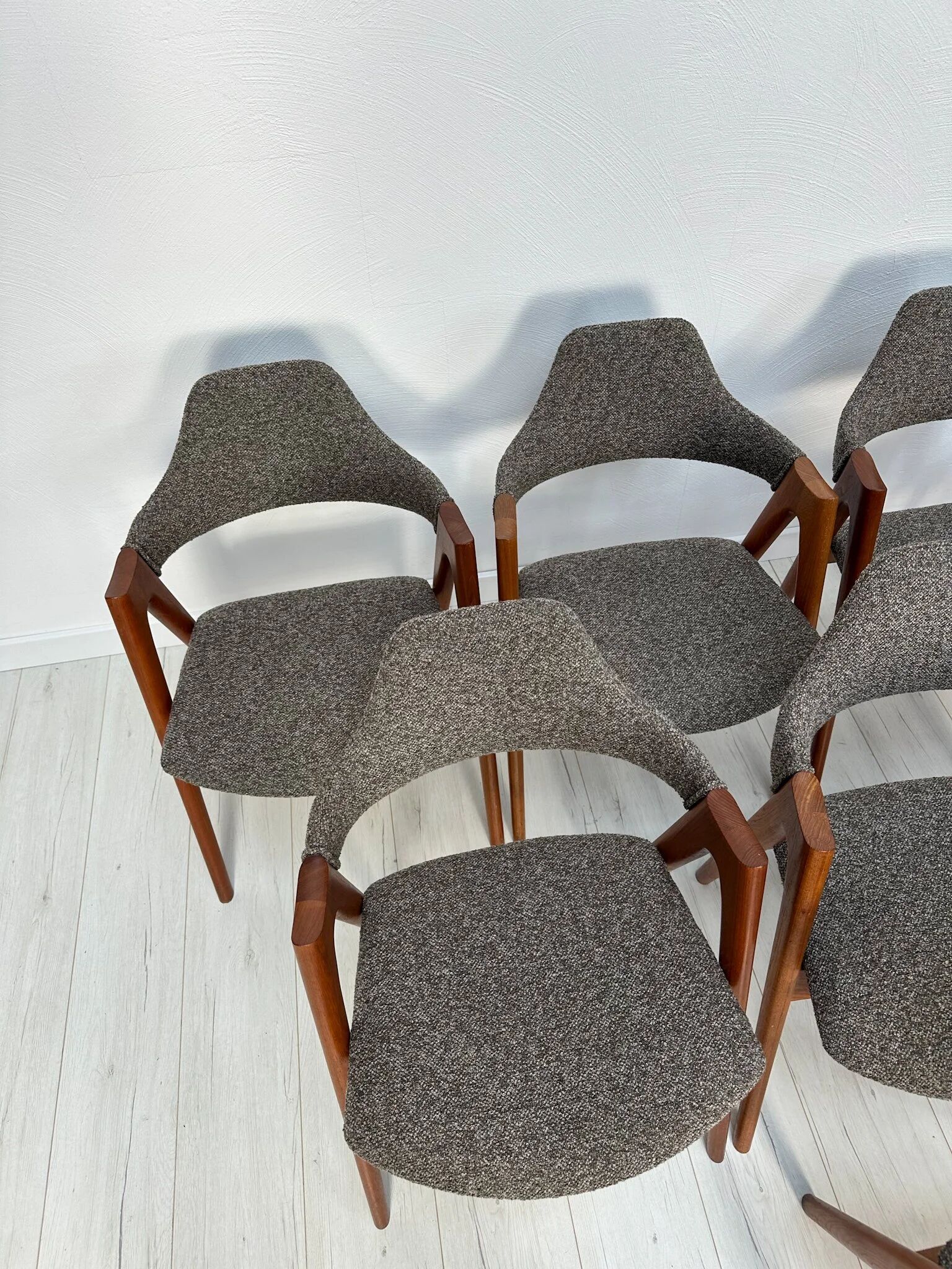 1960s set of 8 Compass teak dining chairs by Kai Kristiansen for Schou Andersen Møbelfabrik