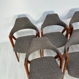 1960s set of 8 Compass teak dining chairs by Kai Kristiansen for Schou Andersen Møbelfabrik