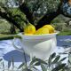 Old Digoin chamber pot in white earthenware – repurposed as a dice bowl.