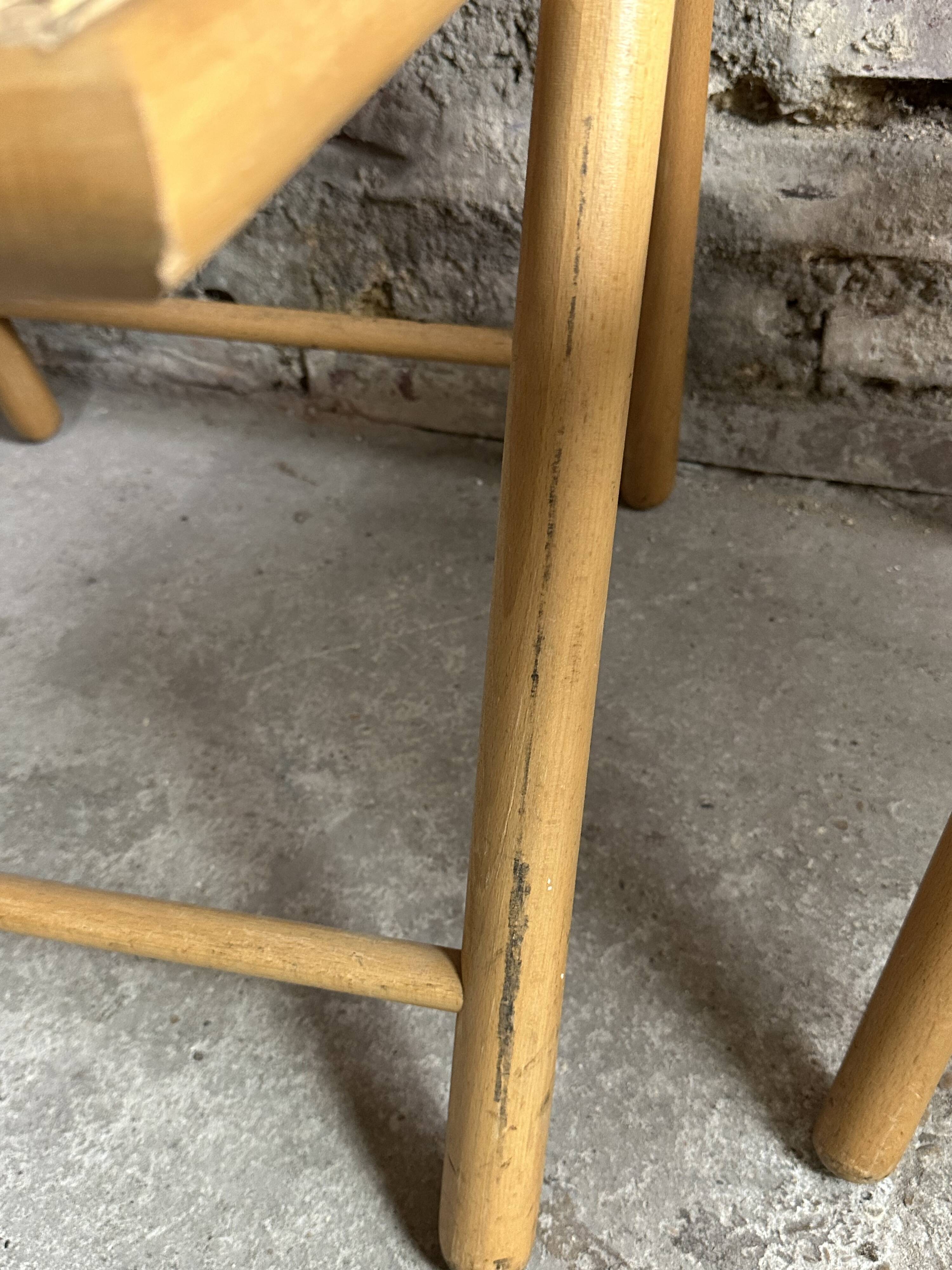 Foldable Italian chairs (set of 4) in beech and rattan 1980