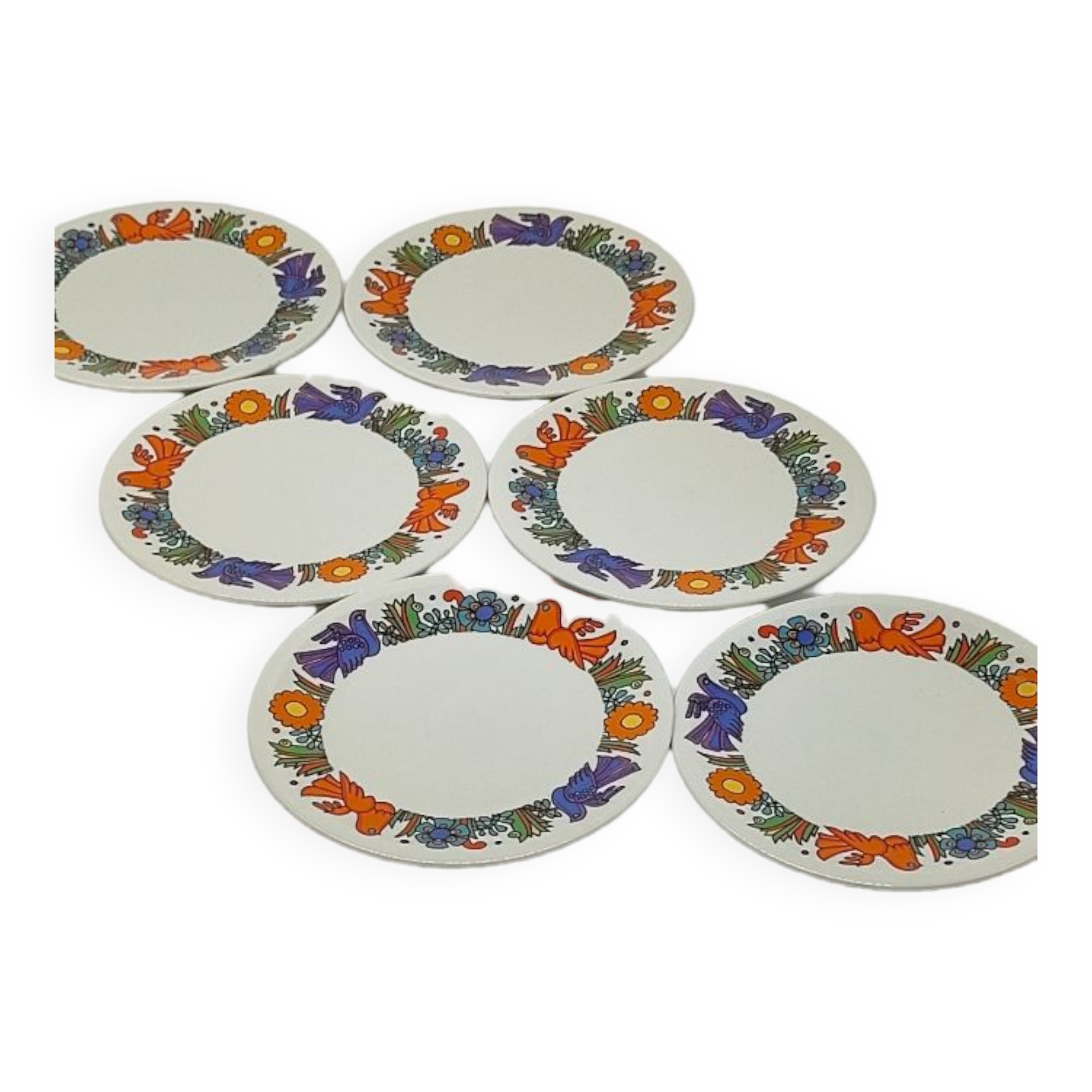 Set of 6 Villeroy and Boch Acapulco plates, diameter 15.5 cm