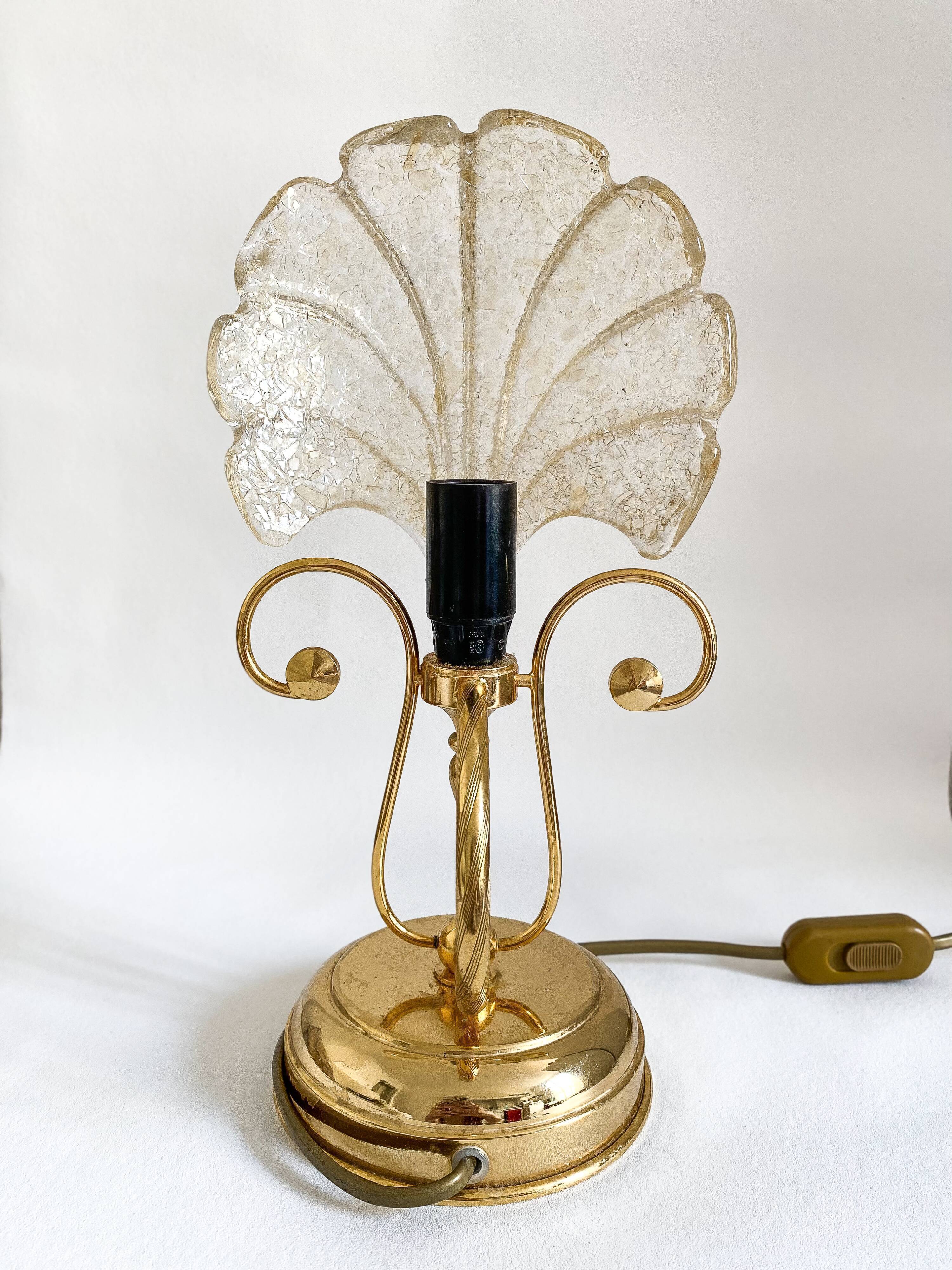 Glass bedside lamp with petal pattern, 50s