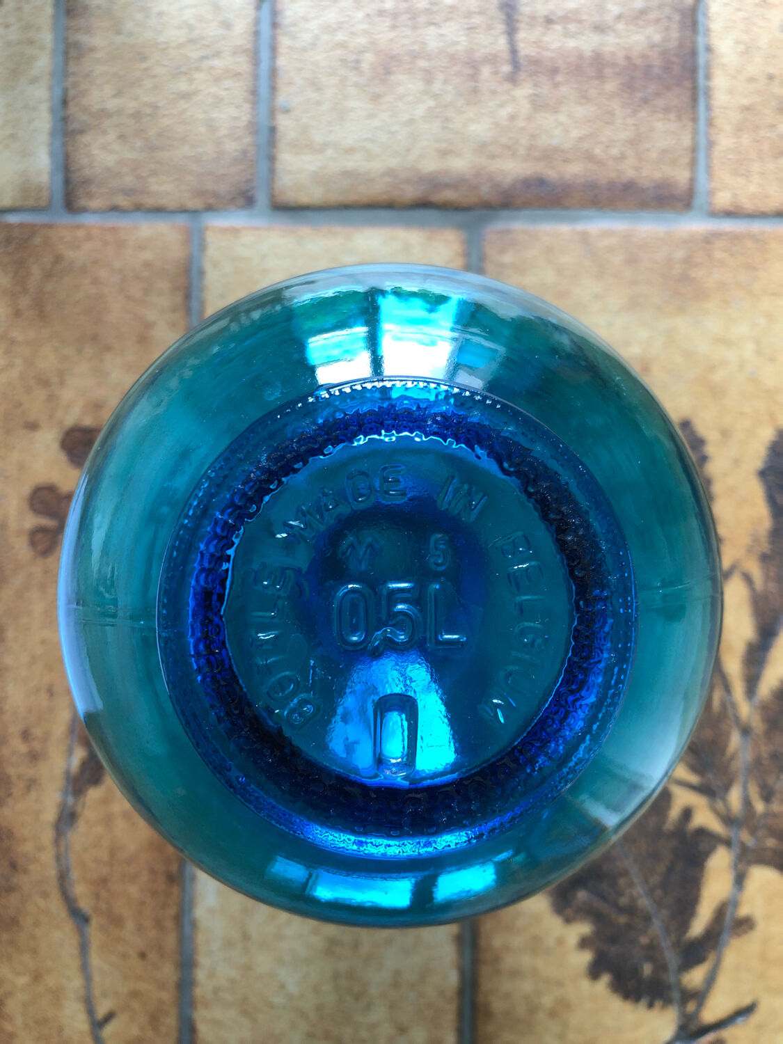 Vintage glass decanter space age turquoise