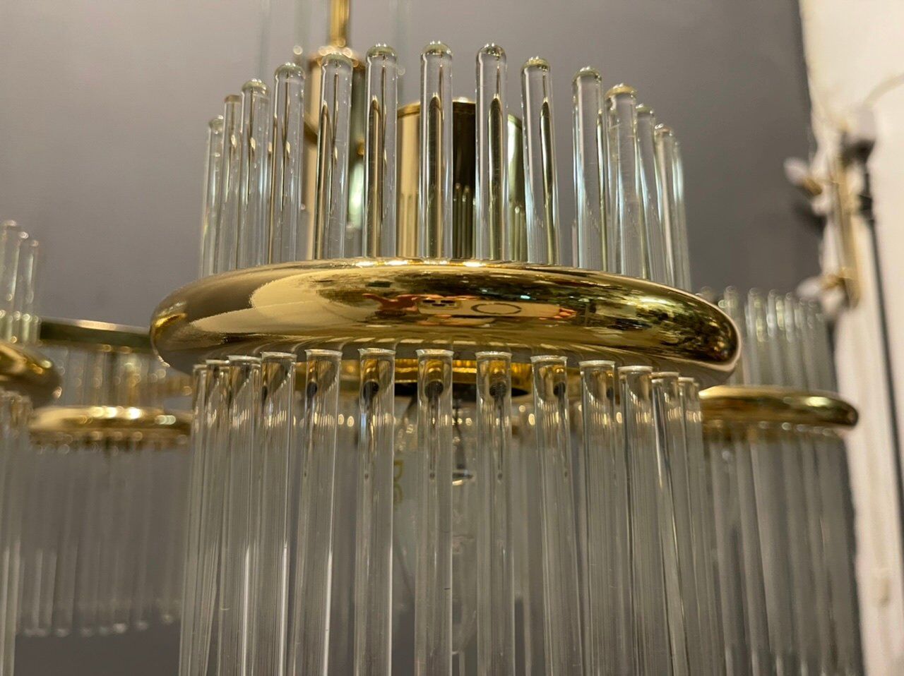 Mid-Century Italian Murano Glass Rod Chandelier, 1980s