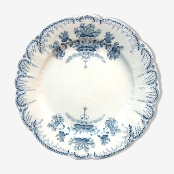 Assiette plate Terre de Fer Saint Amand, modèle Régence, en bleu