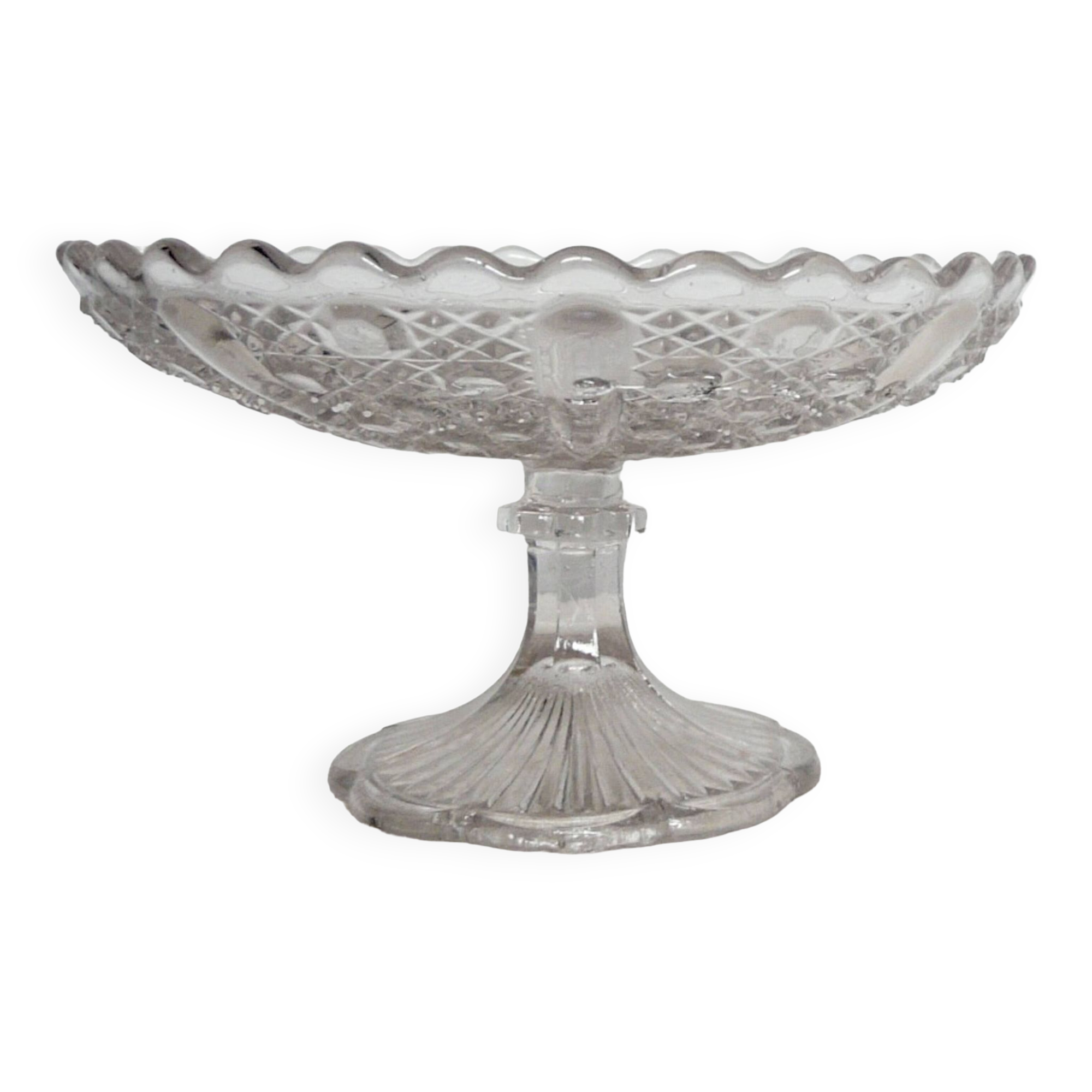 Cup on feet molded glass old compote bowl