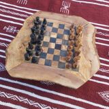 Jeux d'échecs rustique en bois d'olivier naturel