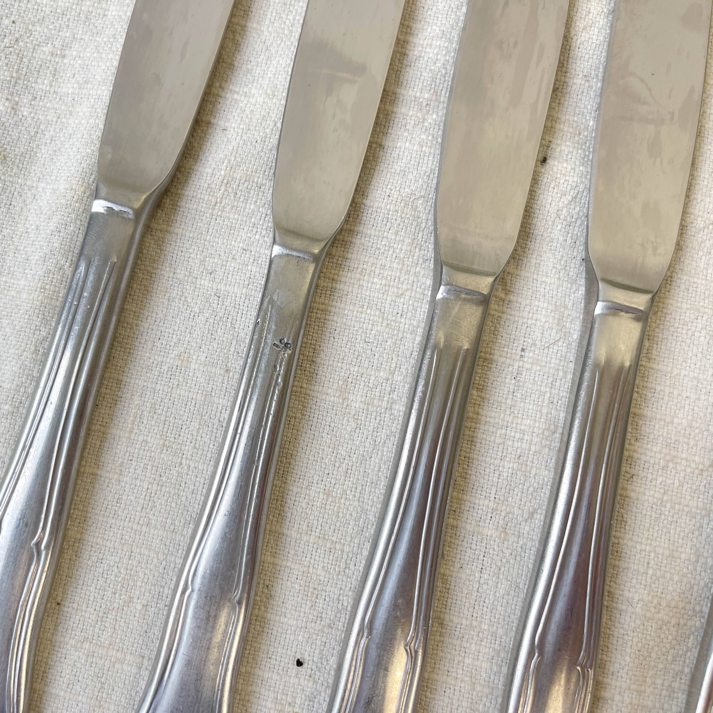 6 vintage stainless steel knives made in France