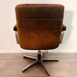Fauteuil velours marron
