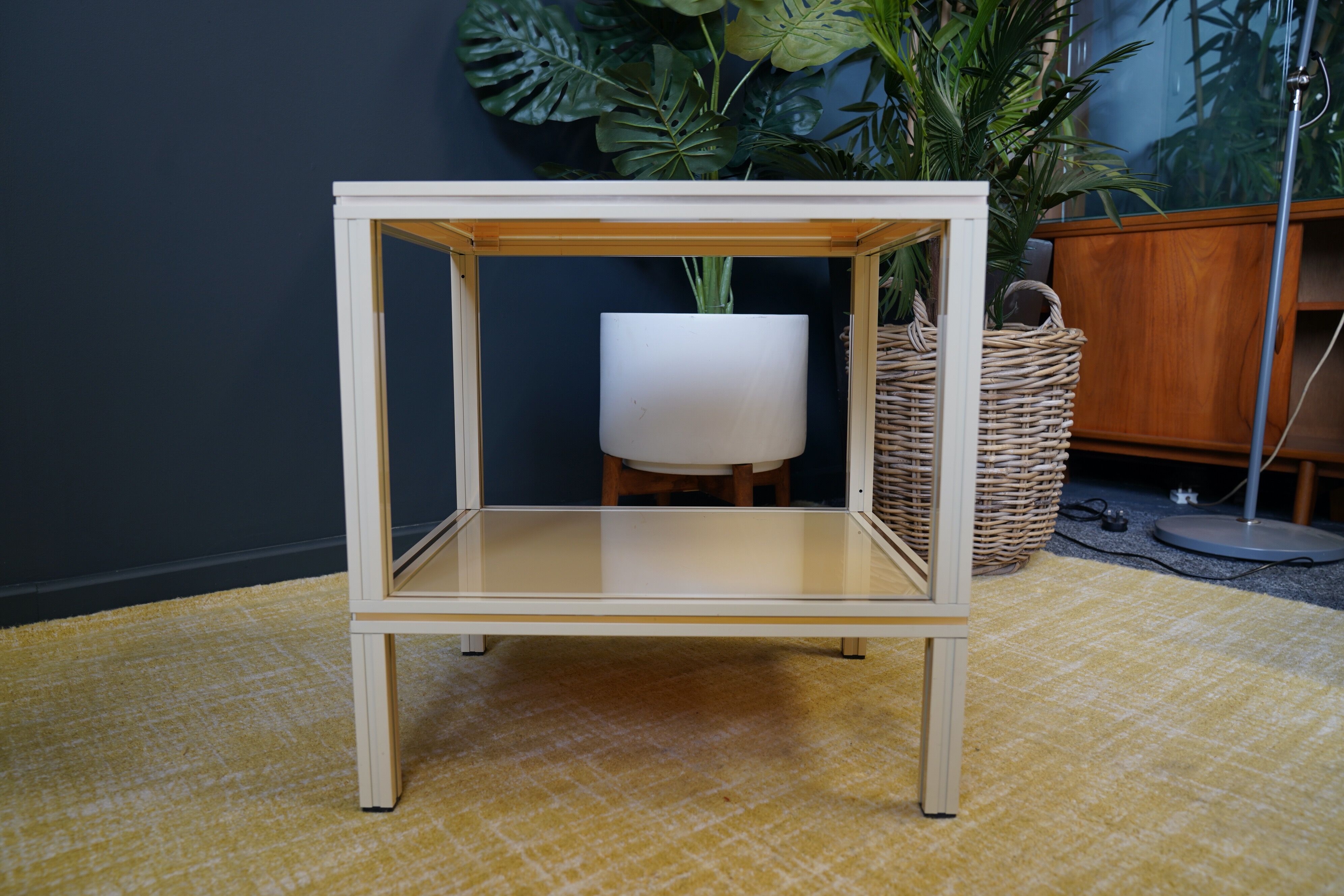 Mid century pierre vandel cream aluminium two-tier side table 1970s