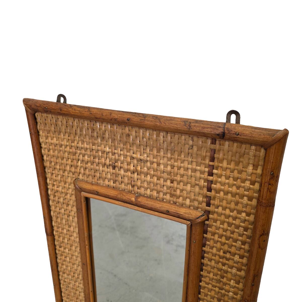 Vintage Rectangular Rattan Mirror, 1970s