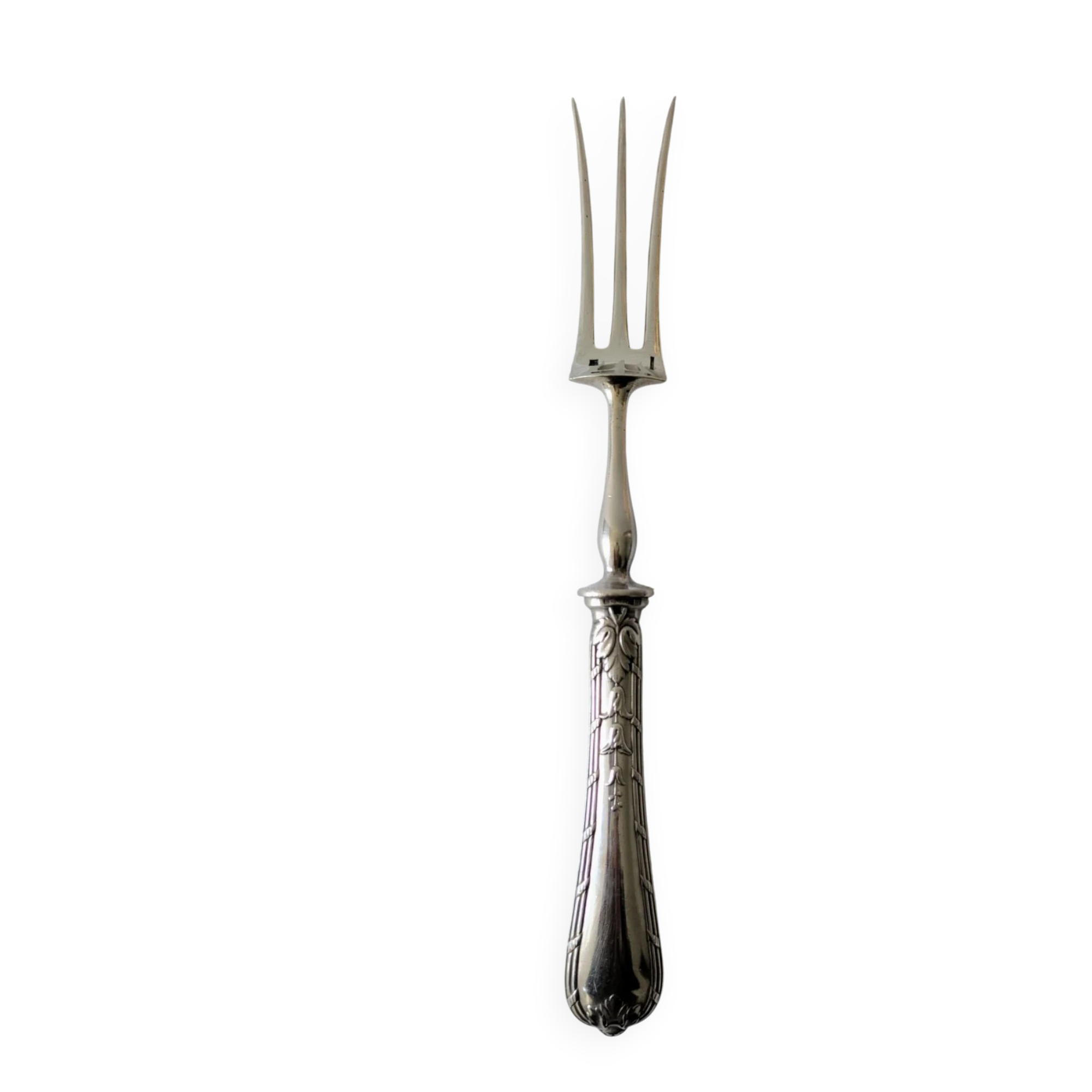 Large antique Christofle serving fork, 30 cm, silver-plated